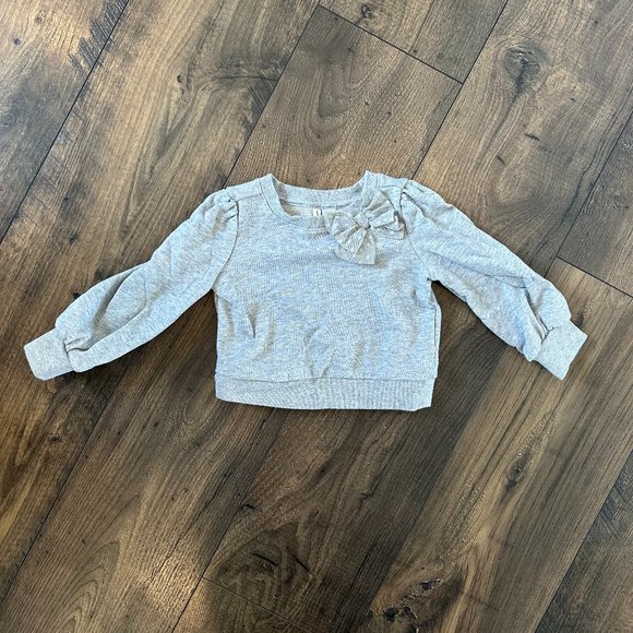 Janie & Jack Girls Bow Gray Sweatshirt - Picture 1 of 4